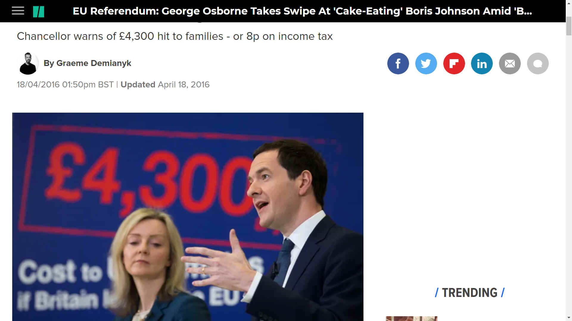 George Osborne on Boris Johnson's having cake and eating it with Brexit