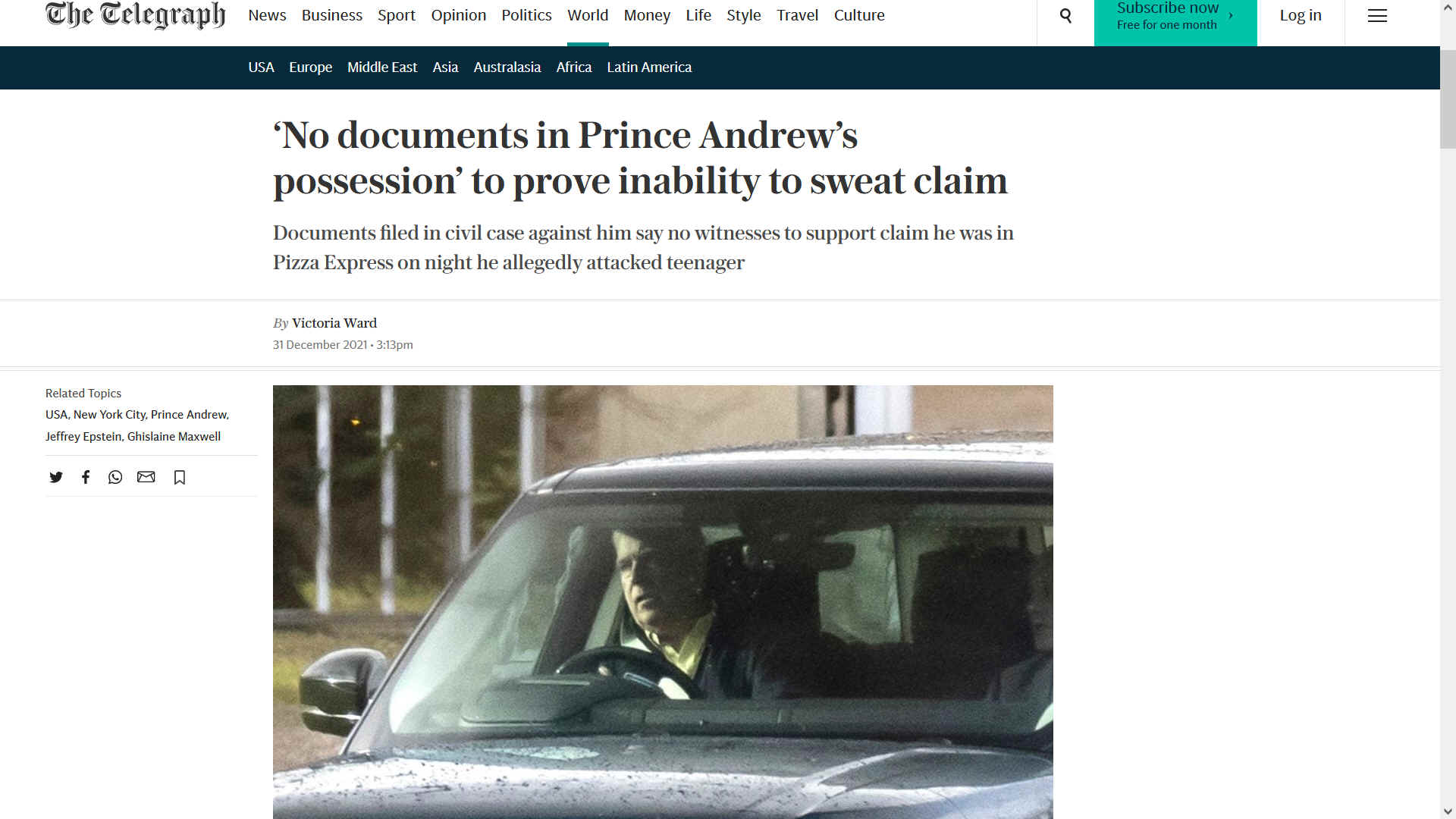 Prince Andrew no documents sweat claim & Pizza Express