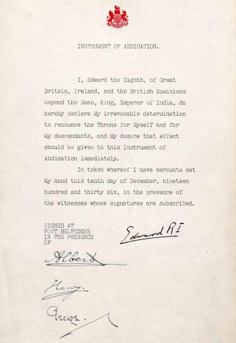 Abdication of King Edward VI 10 December 1936