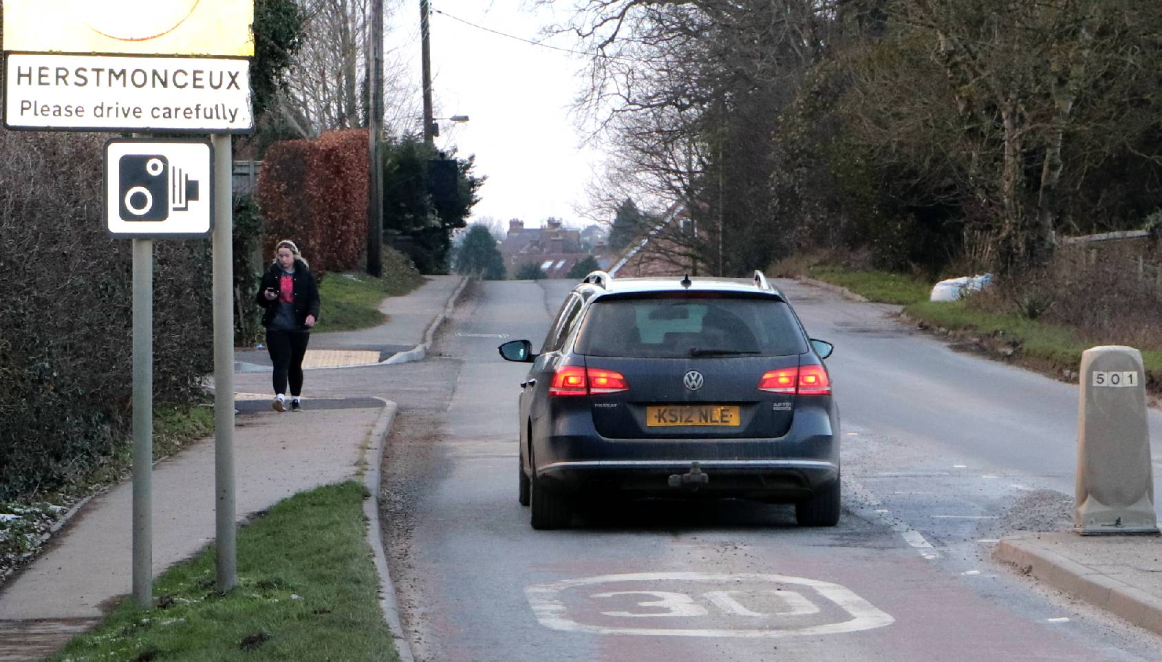 Death Hill leading into suicide junction on the A271 at Herstmonceux