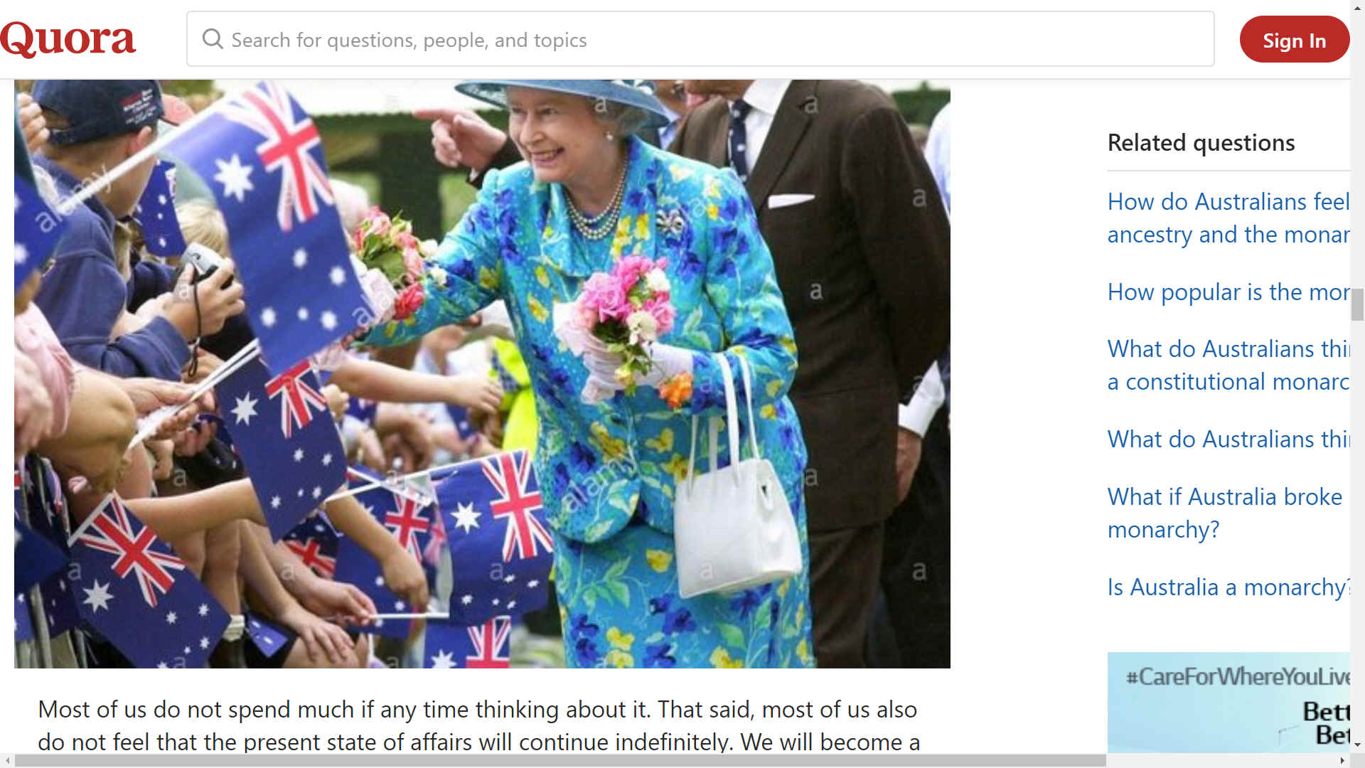 Queen Elizabeth, PR, on tour in Australian Commonwealth